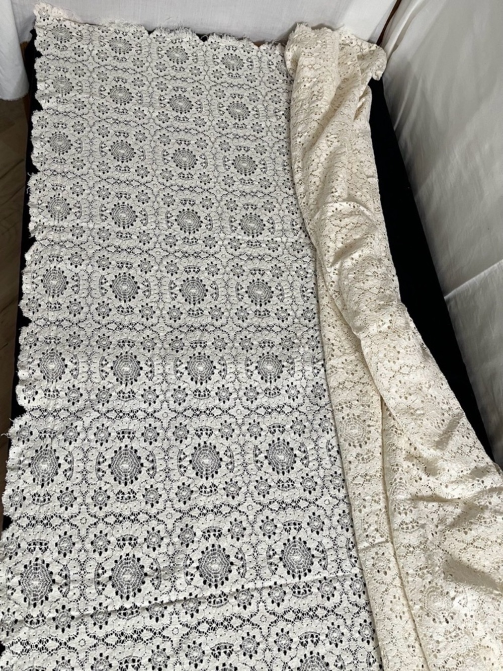 Handmade Crocheted Lace Tablecloth / Throw in Cream